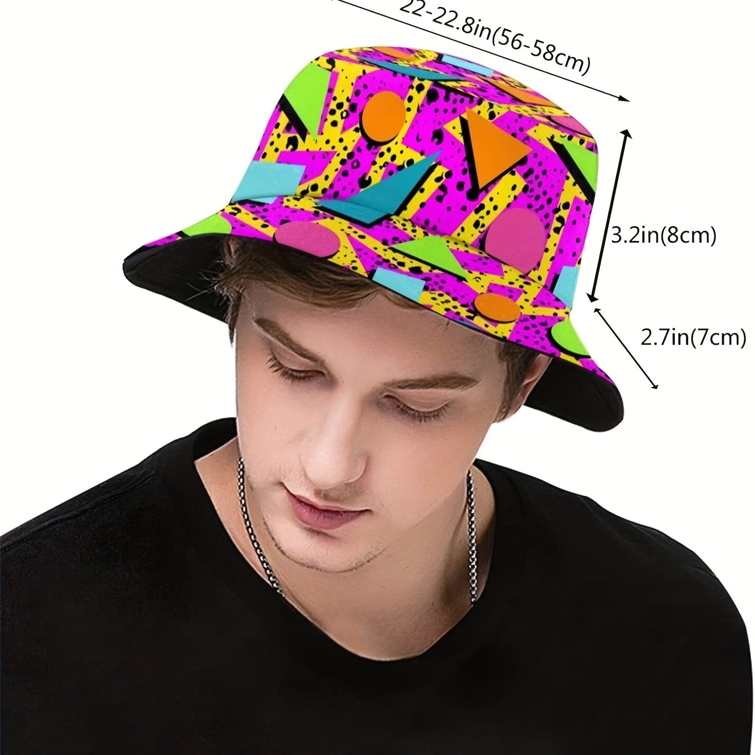 Cartoon Geometric Graffiti Bucket Hat Foldable Sun Hat