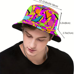 Cartoon Geometric Graffiti Bucket Hat Foldable Sun Hat