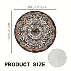 Vintage Bohemian Round Area Rug Soft Fluffy Non-slip Stain Resistant Floor Mat