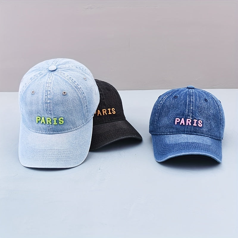 Embroidery Denim Baseball Cap Distressed Dad Hats