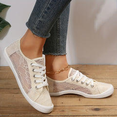Women's Mesh Sneakers Lace Up Flat Skate Shoes Comfy Outdoor Shoes
