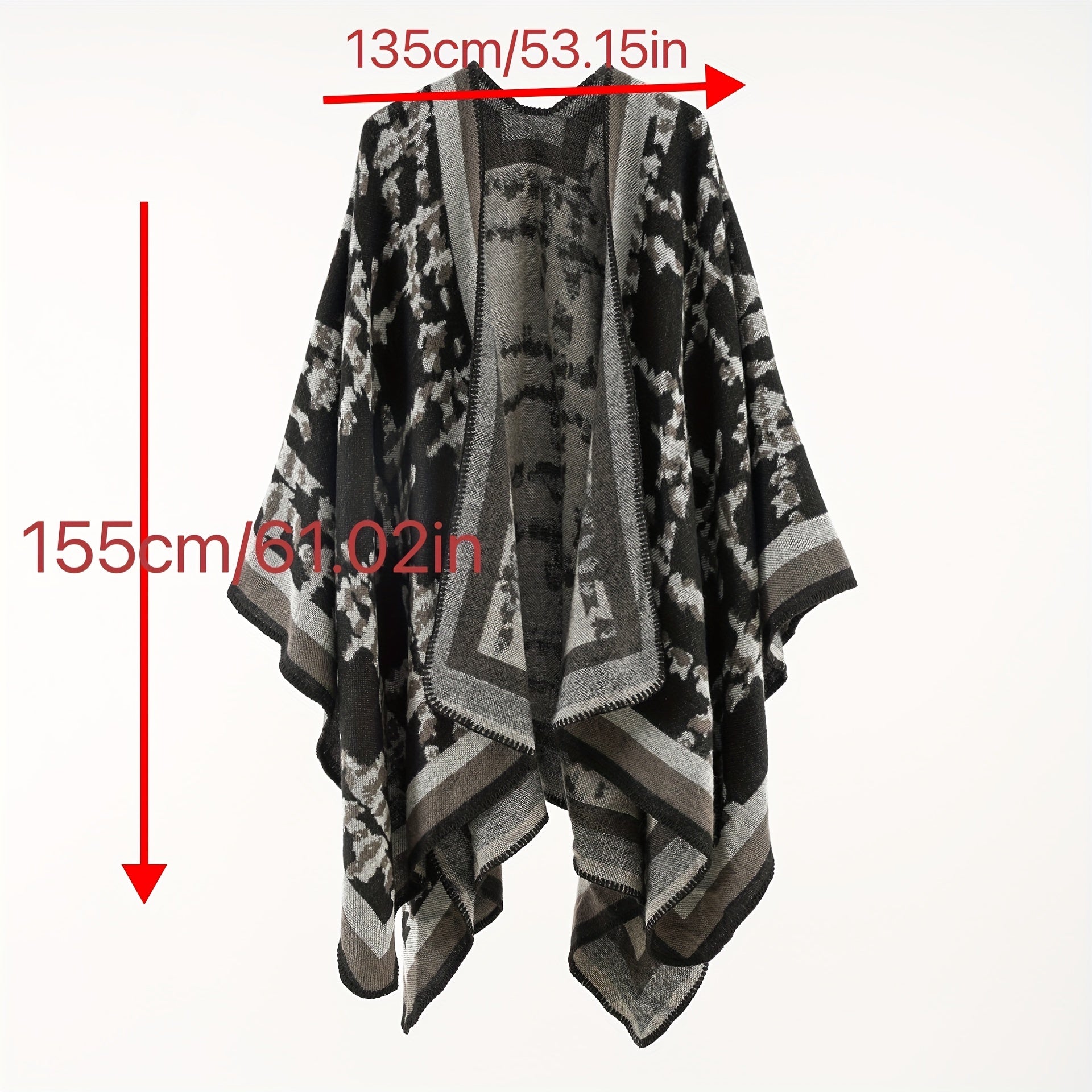 Boho Tie Dye Cashmere Shawl Warm Wrap Windproof Cardigan