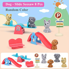 Plastic Dog Figurine Playset with Accessories for Kids