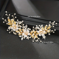 Crystal Faux Pearl Flower Hair Comb Vintage Women's Hair Accessories