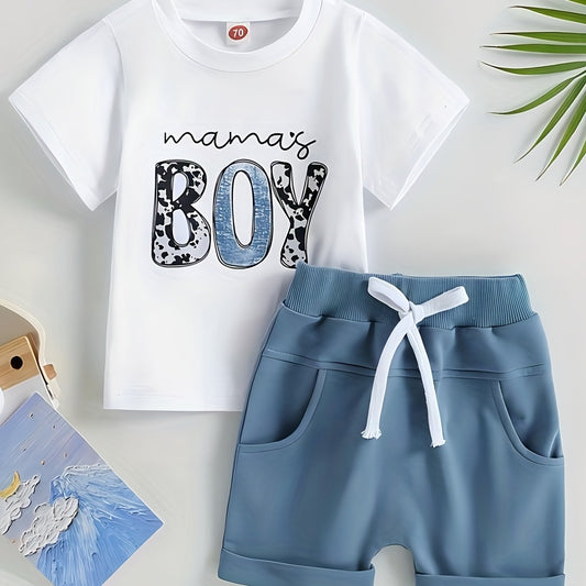 Boys Mama's Boy Graphic T shirt & Shorts Toddler Baby 2pcs Set