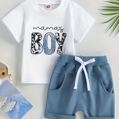 Boys Mama's Boy Graphic T shirt & Shorts Toddler Baby 2pcs Set