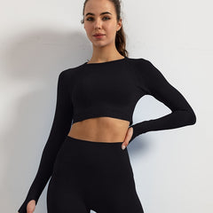 Seamless Yoga Long Sleeves Shirts Crop Top