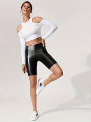 Stretchy Leather Shorts Sports Fitness Yoga Running Shorts Women's Clothing