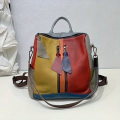 Vintage Leather Backpack for Women with Detachable Shoulder Straps
