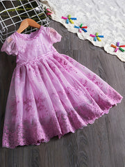 Toddler Girls Puff Sleeve Princess Dress Kids Summer Clothes