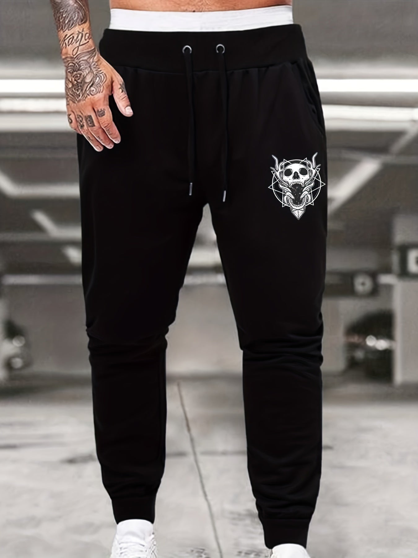 Skull Print Men's Sports Trousers Casual Joggers Pants