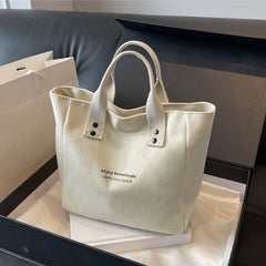 LATTBY Classic Canvas Tote Bag Durable Textile Material Solid Shoulder Bag