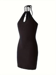 Side Split Halter Nightdress Backless Pajama Dress Women's Sleepwear