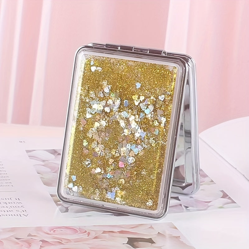 Double-Sided Sparkly Glitter Quicksand Makeup Mirror