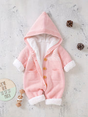 Newborn Knitted Hooded Jumpsuit with Cashmere