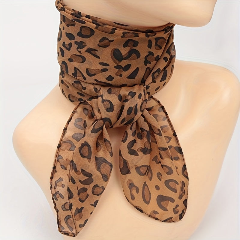 Leopard Bandana Chiffon Scarf Neck Neckerchief Polyester Head Wrap Charm