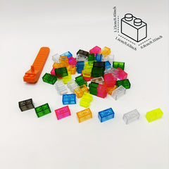 50pcs Colorful Transparent Building Blocks Compatible with 3004 High Brick 1x2 S