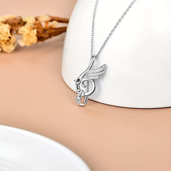 Girl's Notes Pendant Necklace Casual Notes Necklace Accessories