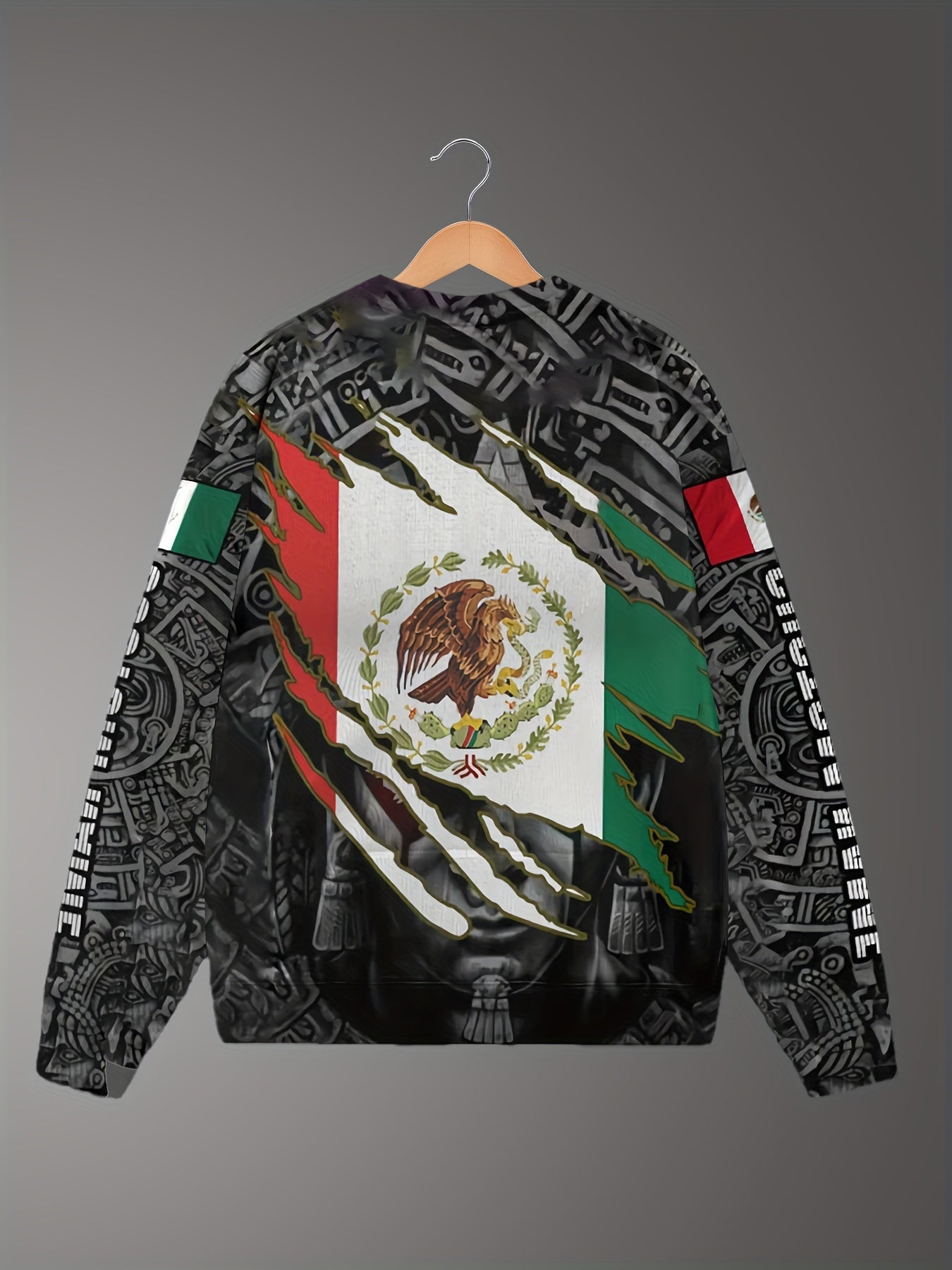 Mexico Eagle Print Men's Sweatshirt for Autumn Winter
