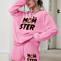Halloween 2pcs Set Graphic Sweatshirt & Shorts Outfit