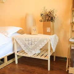 2 Tier Wooden End Table for Living Room and Bedroom, Easy Assembly