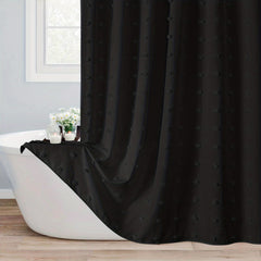Boho Tufted Pleat Fabric Shower Curtain