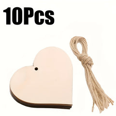 10pcs 3.15in Love Heart Wooden Ornaments DIY Unfinished Heart Embellishments