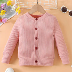 Comfy Toddler Girls Knit Cotton Long Sleeve Cardigan for Autumn Winter
