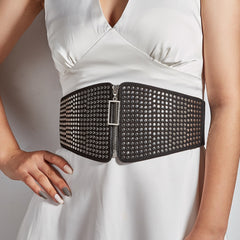 Elastic Zipped Waist Belt Punk Y2K Corset Studded Belt
