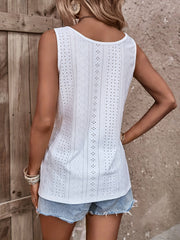 Eyelet Jacquard Tank Top Sleeveless Summer Top