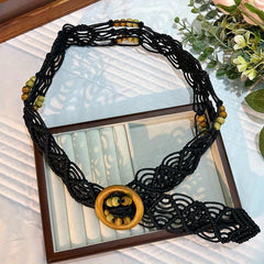 Boho Hollow Out Braided Belt Vintage Wax Rope Waistband Casual Jeans Belt