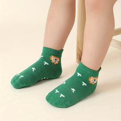 12 Pairs Boys Cartoon Knit Cotton Socks Soft Non-Slip Ankle Socks