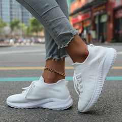 Women's Breathable Lace-up Running Shoes Non-slip Mesh Sneakers