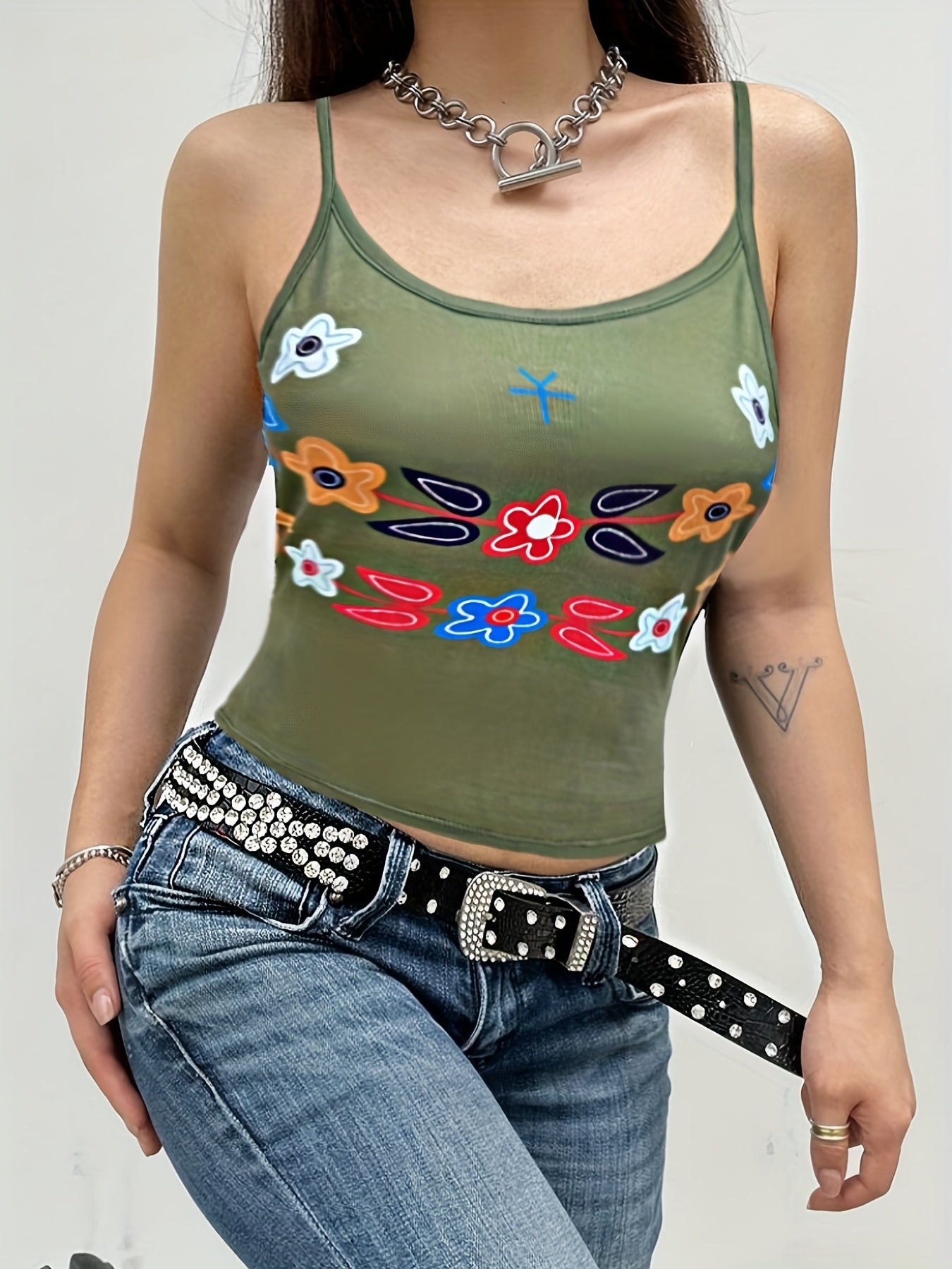 Floral Print Cami Top Summer Sleeveless Women's Clothing