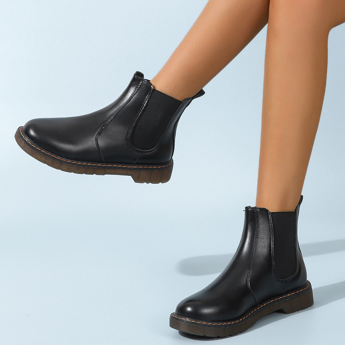 Women's British Style Faux Leather Chelsea Boots