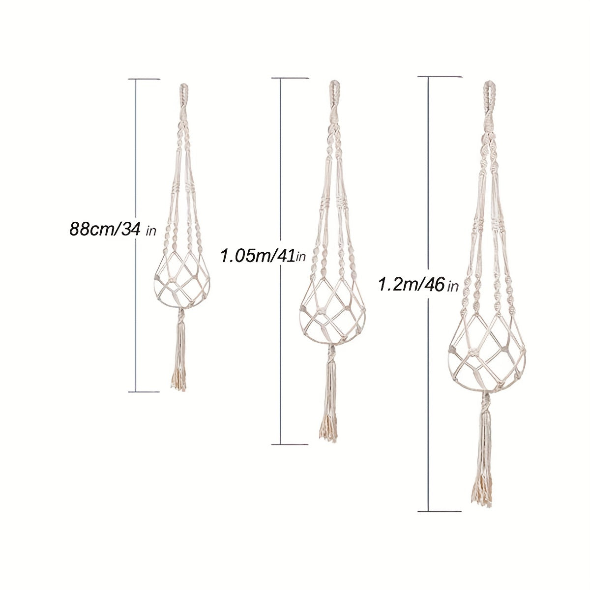 1pc 3pcs Macrame Plant Hanger Set Large Ivory