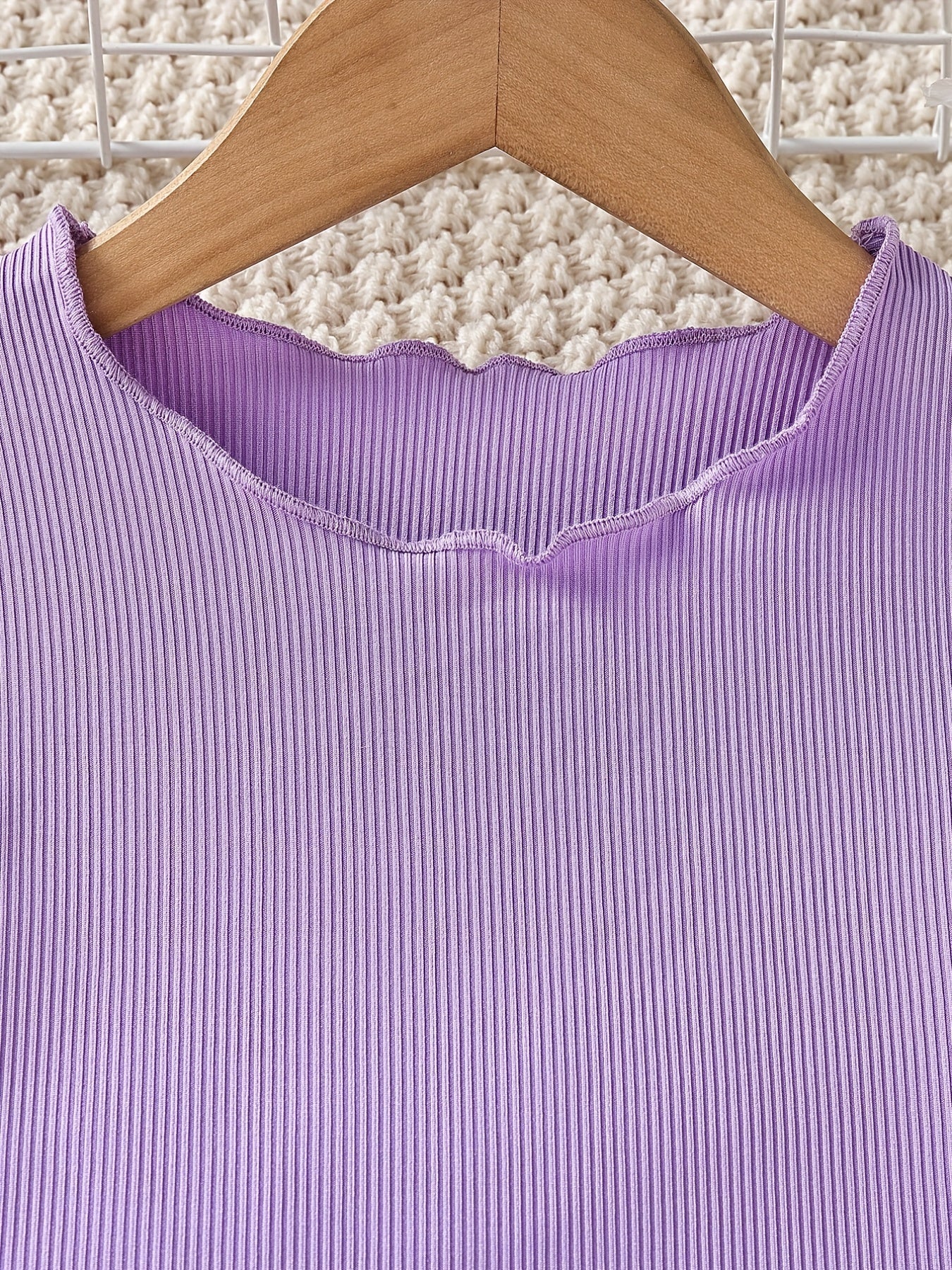 Girls Solid Bustier Round Neck Short Sleeve Pullover & Solid Shorts