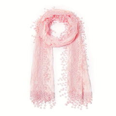 Flower Embroidered Lace Triangle Scarf Shawl Wrap Head Wrap For Daily Gift