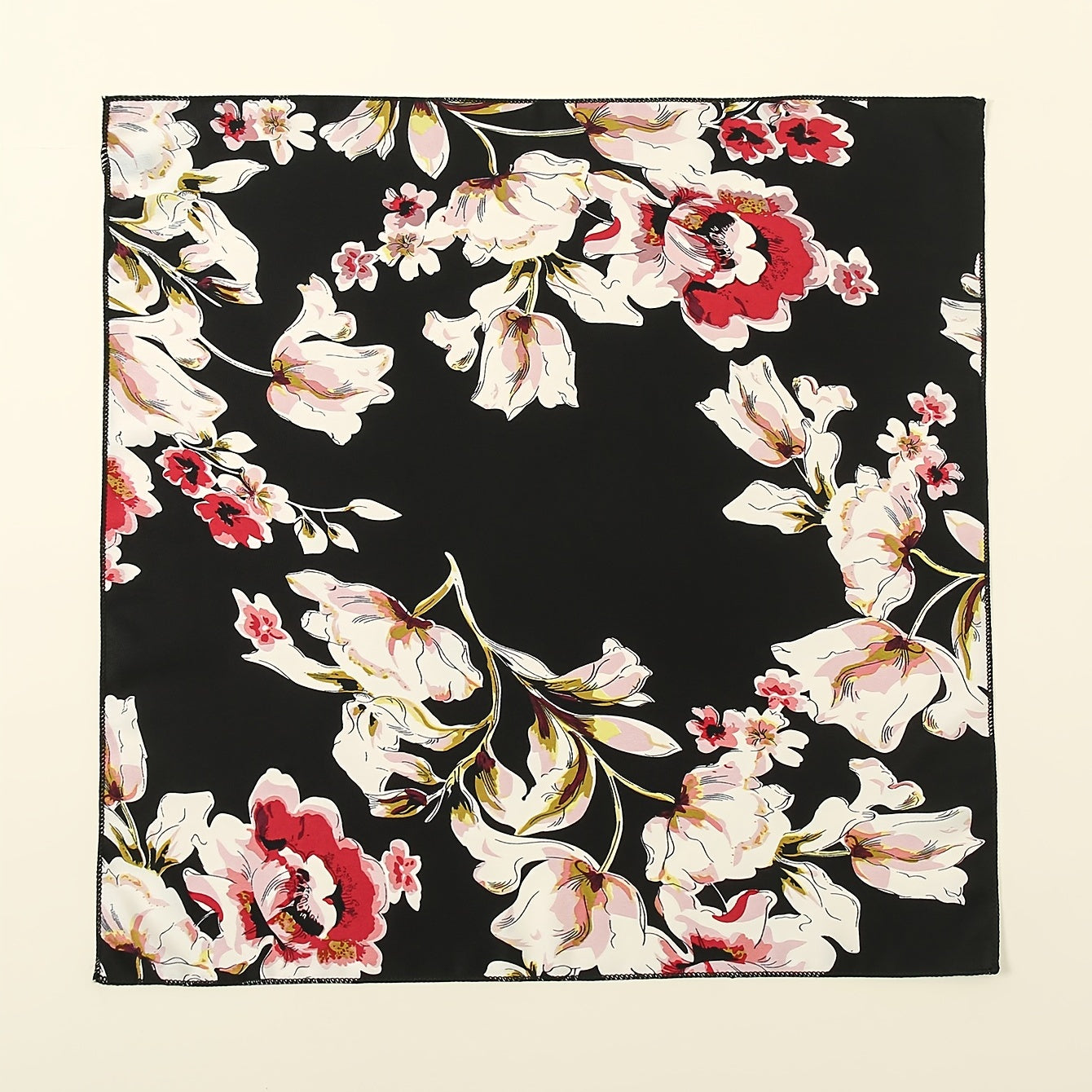 Floral Square Scarf Headwrap Windproof Neck Wrap Hair Accessory