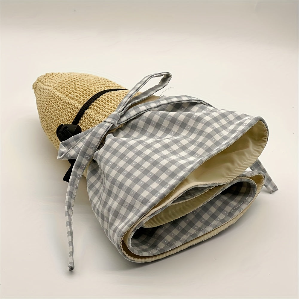 Plaid Pattern Stitching Sun Hat Casual Foldable Breathable Bucket Hats