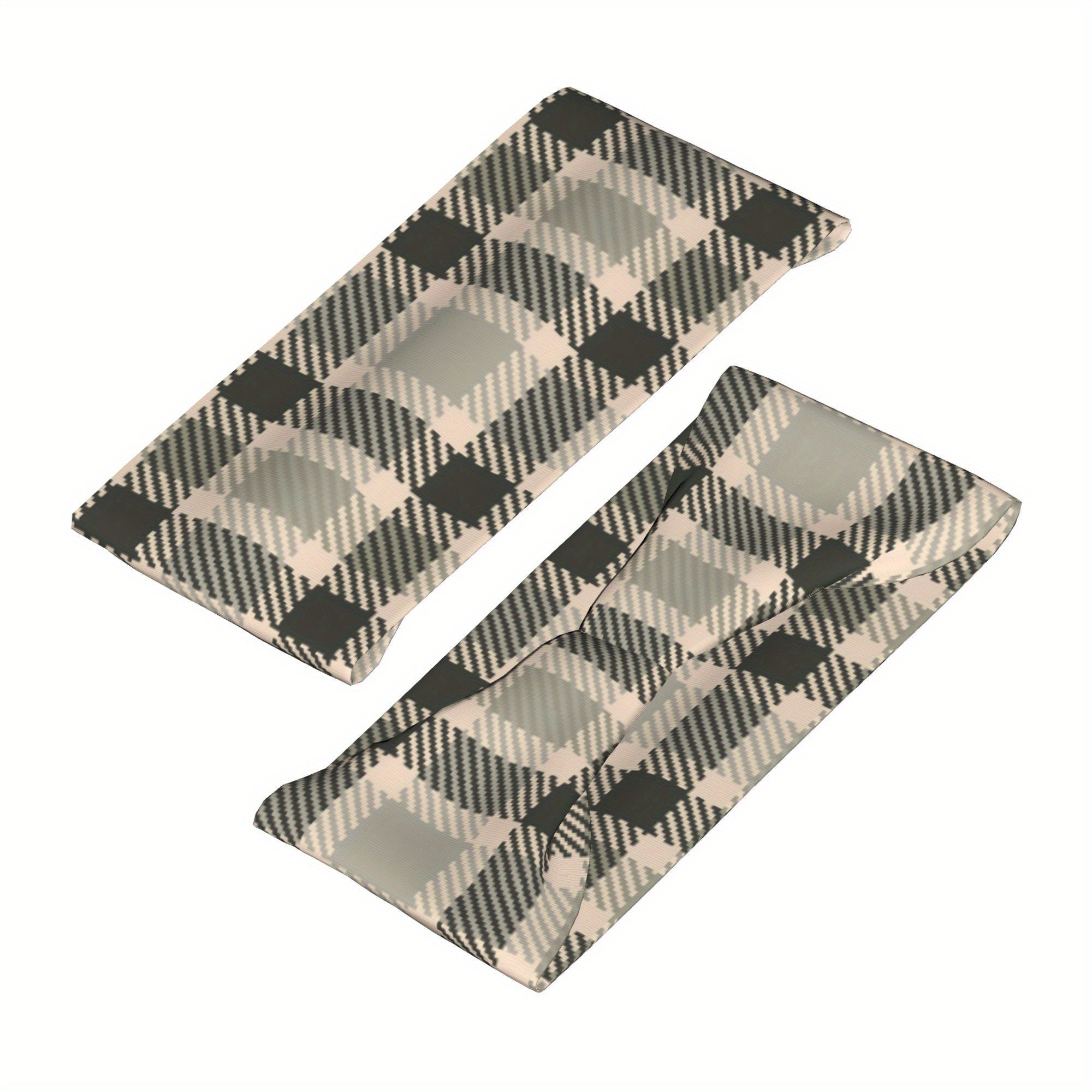 Vintage Plaid Headband Beige Gray Retro Accessory