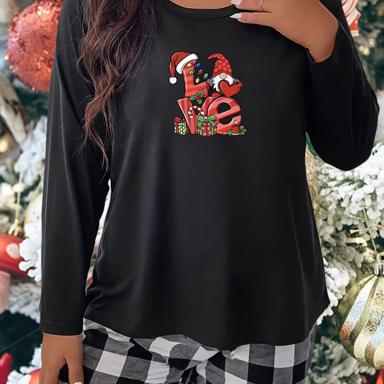 Gnome Letter Print Sleepwear Top