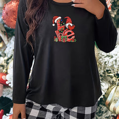 Gnome Letter Print Sleepwear Top