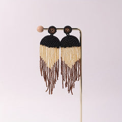 Vintage Boho Block Beads Tassel Earrings for Men Women Kids
