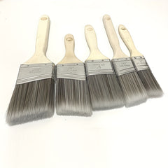 5 Piece Pro Paint Brush Set Angled Brushes Wooden Handle Stainless Ferrule