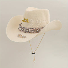 Vintage Faux Pearl Fedora Cap Cowgirl Hat