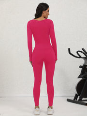 Women Yoga Jumpsuit Ribbed Long Sleeve Bodysuit Activewear