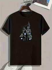 House Print Men's Graphic T-shirt for Summer