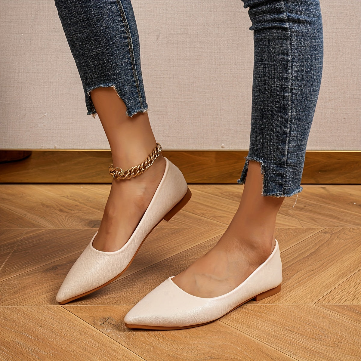 Women's Pointed Toe Flat Shoes Soft Sole Slip On Versatile Work Flats