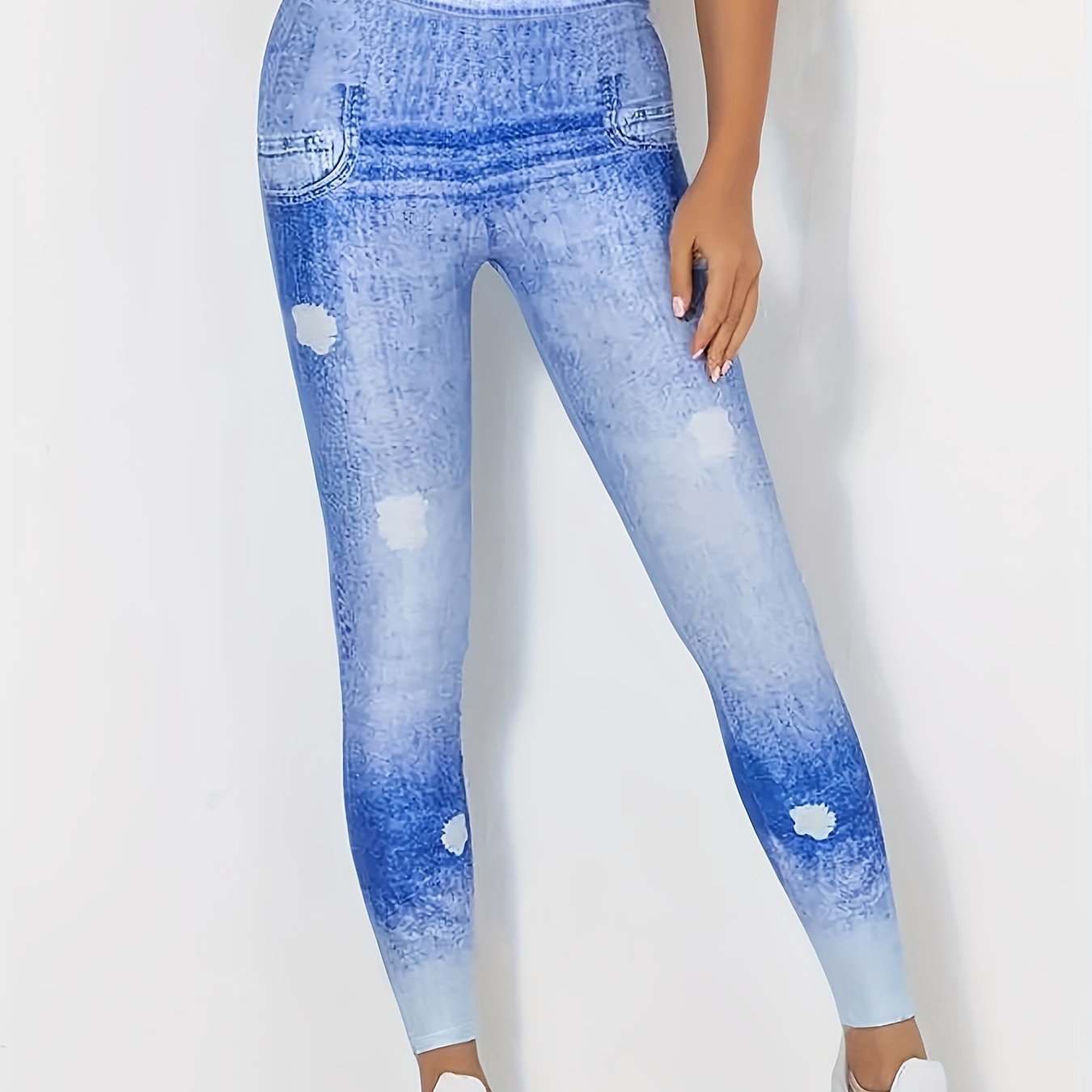 Denim Print Yoga Pants Stretch Leggings Women's Activewear